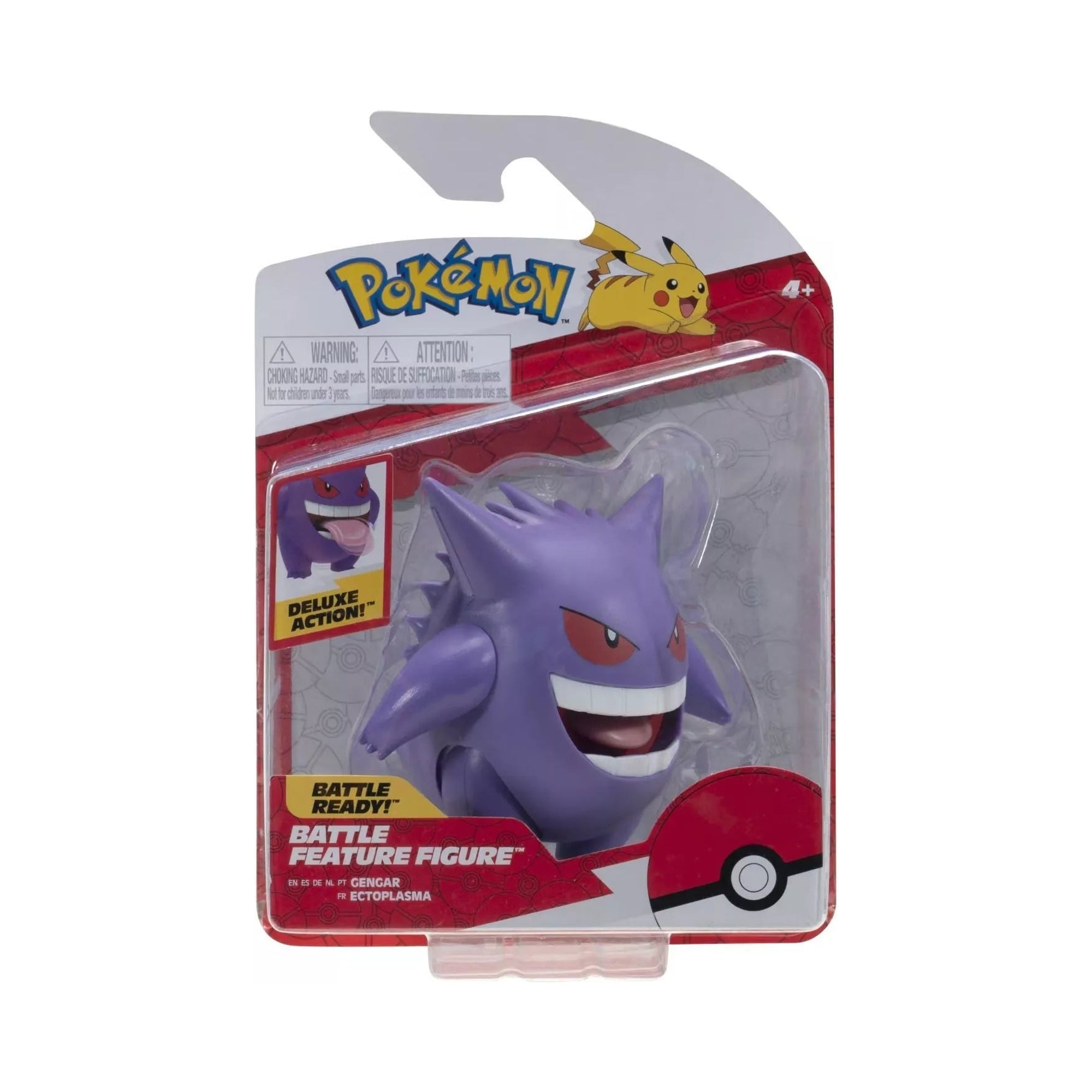 Figura Gengar Pokémon Jazwares de 11 cm con función Battle Feature en empaque